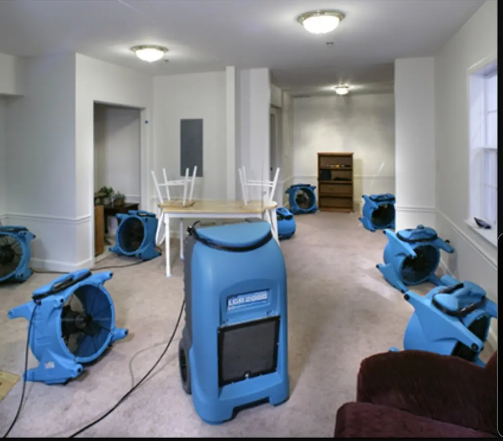Air movers and dehumidifier setup for Water Damage Restoration in Lower Paxton